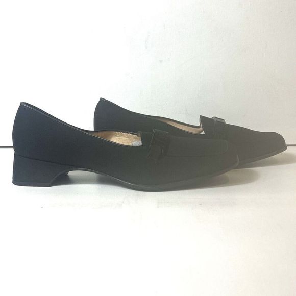 Salvatore Ferragamo Black Textile Womens Sz 8.5B Pump Slip On Square Toe Studded - Picture 4 of 11